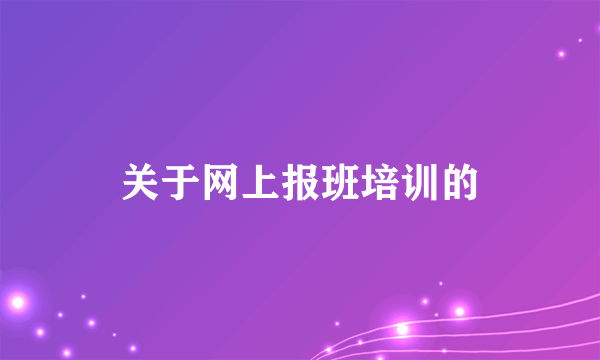 关于网上报班培训的