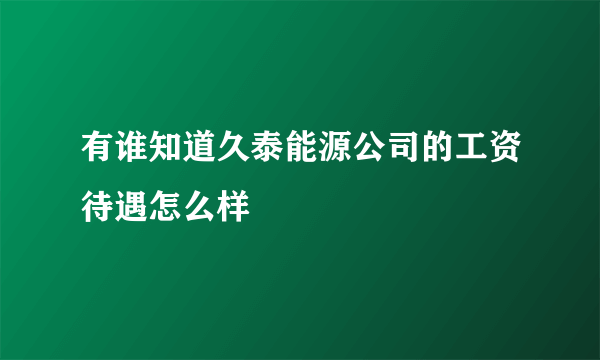 有谁知道久泰能源公司的工资待遇怎么样