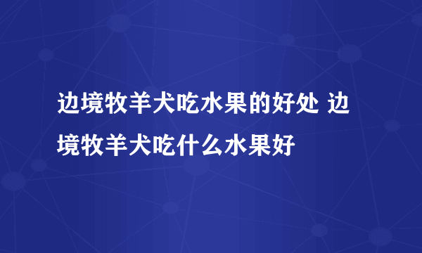 边境牧羊犬吃水果的好处 边境牧羊犬吃什么水果好