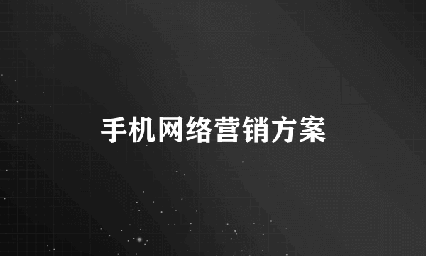 手机网络营销方案