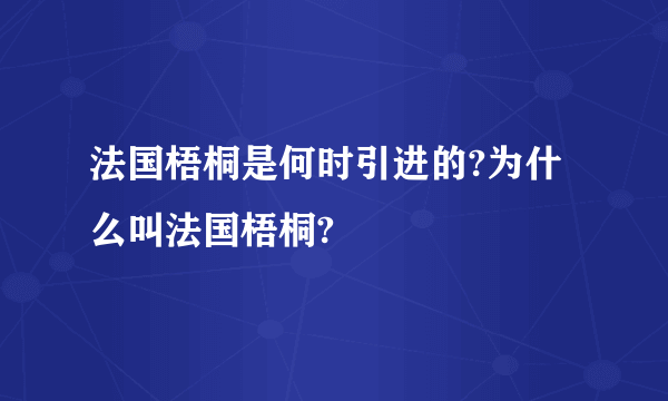 法国梧桐是何时引进的?为什么叫法国梧桐?