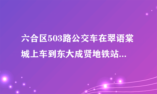 六合区503路公交车在翠语棠城上车到东大成贤地铁站下车多少钱？