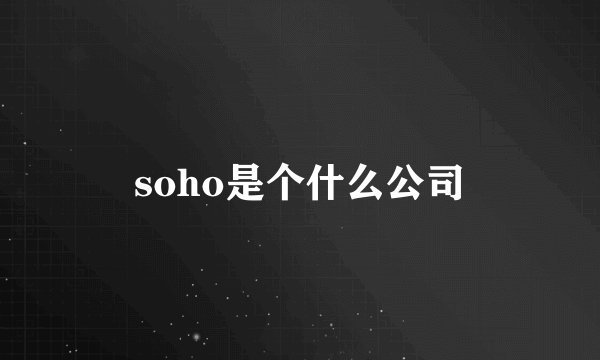 soho是个什么公司