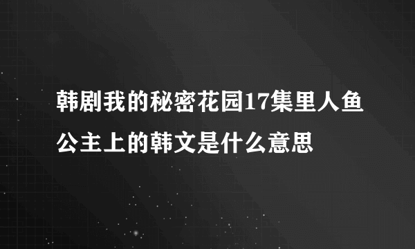 韩剧我的秘密花园17集里人鱼公主上的韩文是什么意思