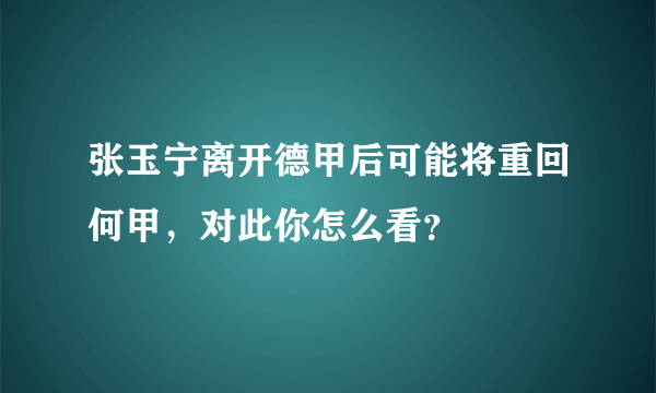 张玉宁离开德甲后可能将重回何甲，对此你怎么看？