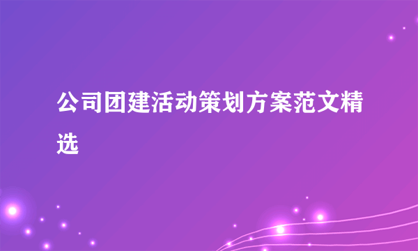 公司团建活动策划方案范文精选