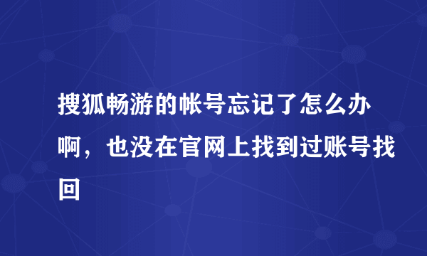 搜狐畅游的帐号忘记了怎么办啊，也没在官网上找到过账号找回