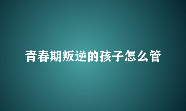 青春期叛逆的孩子怎么管