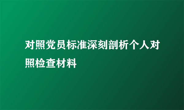 对照党员标准深刻剖析个人对照检查材料