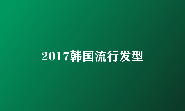 2017韩国流行发型