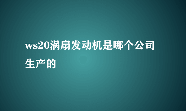 ws20涡扇发动机是哪个公司生产的