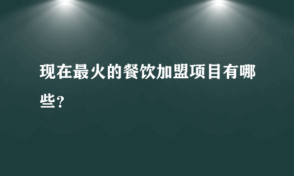 现在最火的餐饮加盟项目有哪些？