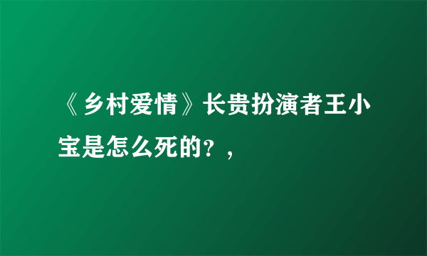 《乡村爱情》长贵扮演者王小宝是怎么死的？,