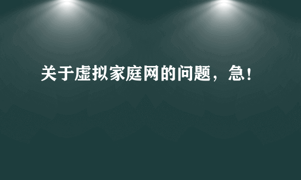 关于虚拟家庭网的问题，急！