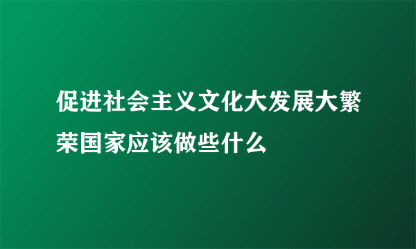 促进社会主义文化大发展大繁荣国家应该做些什么