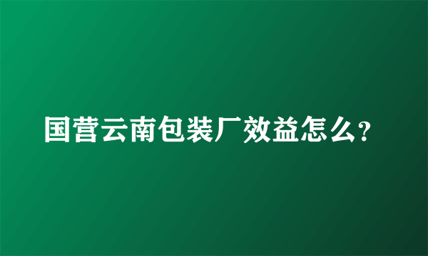 国营云南包装厂效益怎么？