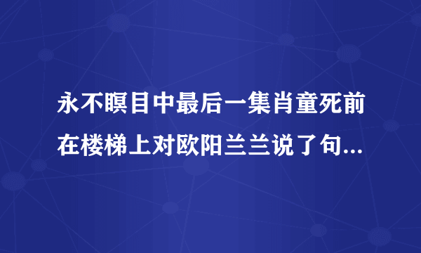 永不瞑目中最后一集肖童死前在楼梯上对欧阳兰兰说了句什么话？