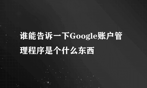 谁能告诉一下Google账户管理程序是个什么东西