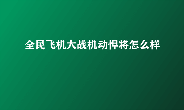 全民飞机大战机动悍将怎么样