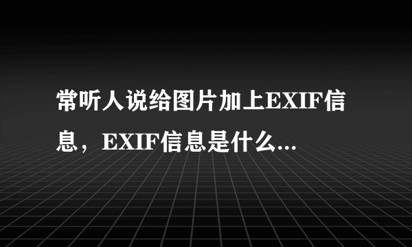 常听人说给图片加上EXIF信息，EXIF信息是什么意思呀？