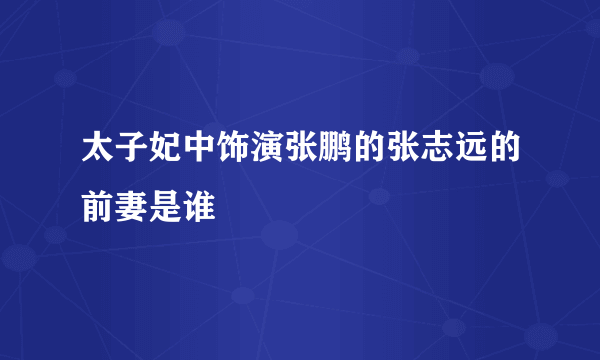 太子妃中饰演张鹏的张志远的前妻是谁