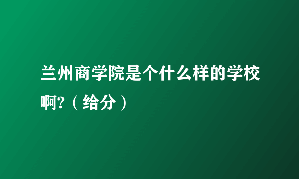 兰州商学院是个什么样的学校啊?（给分）