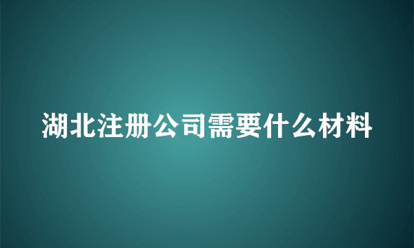 湖北注册公司需要什么材料