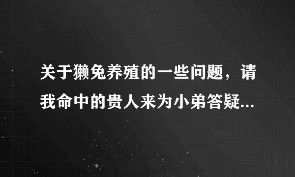 关于獭兔养殖的一些问题，请我命中的贵人来为小弟答疑解惑吧~~