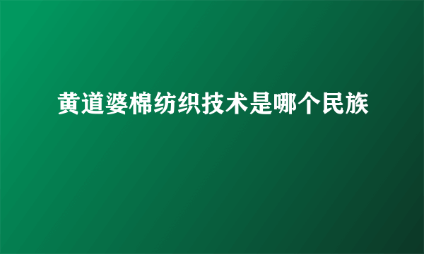 黄道婆棉纺织技术是哪个民族