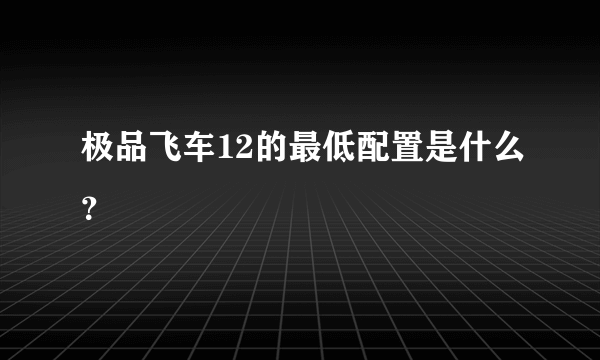 极品飞车12的最低配置是什么？