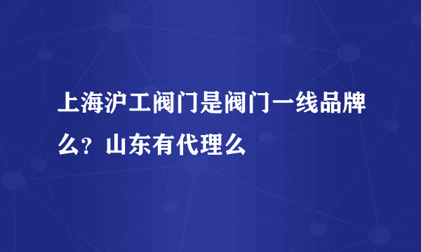 上海沪工阀门是阀门一线品牌么？山东有代理么