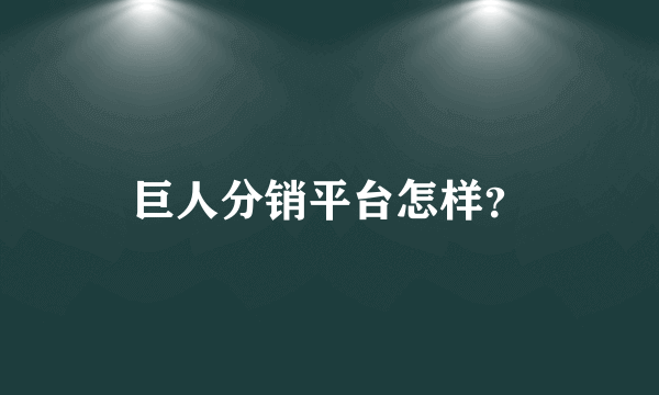 巨人分销平台怎样？