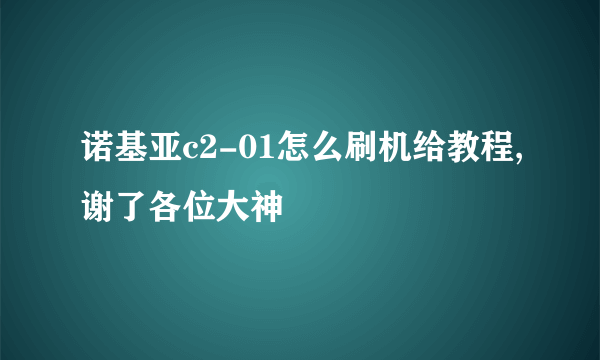 诺基亚c2-01怎么刷机给教程,谢了各位大神