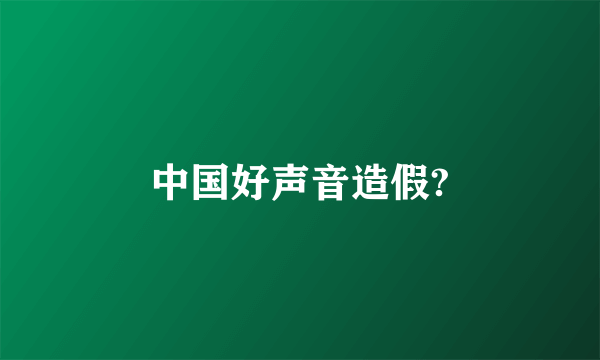 中国好声音造假?