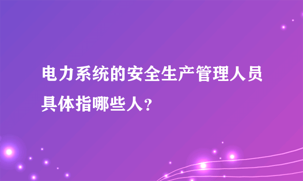 电力系统的安全生产管理人员具体指哪些人？