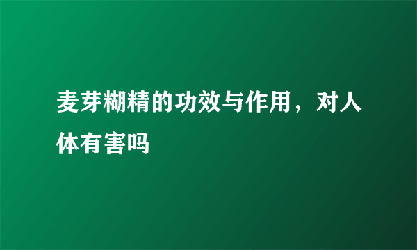 麦芽糊精的功效与作用，对人体有害吗