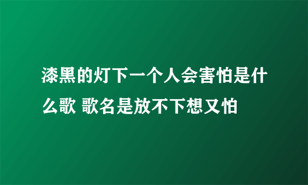 漆黑的灯下一个人会害怕是什么歌 歌名是放不下想又怕