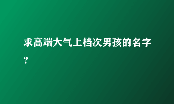 求高端大气上档次男孩的名字？