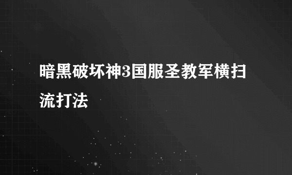 暗黑破坏神3国服圣教军横扫流打法