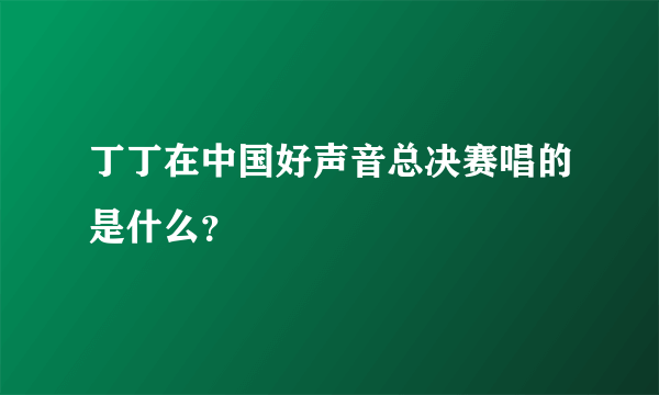 丁丁在中国好声音总决赛唱的是什么？