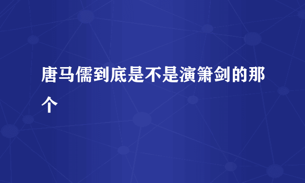 唐马儒到底是不是演箫剑的那个