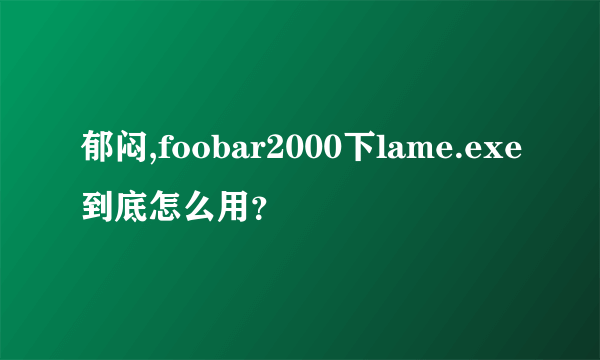 郁闷,foobar2000下lame.exe到底怎么用？