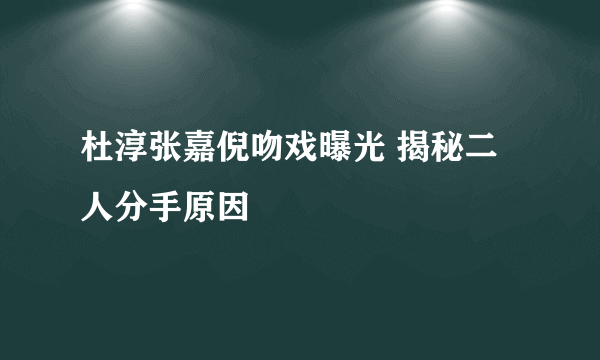 杜淳张嘉倪吻戏曝光 揭秘二人分手原因