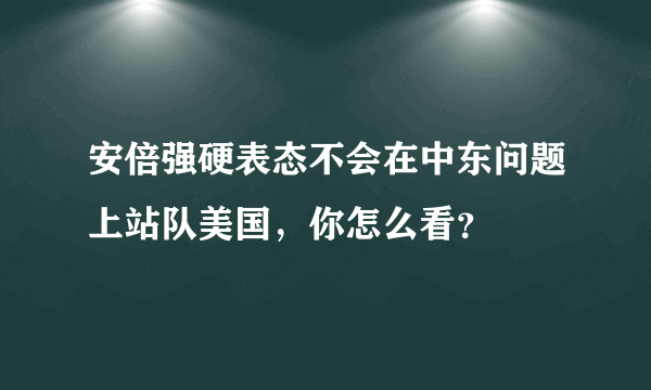 安倍强硬表态不会在中东问题上站队美国，你怎么看？