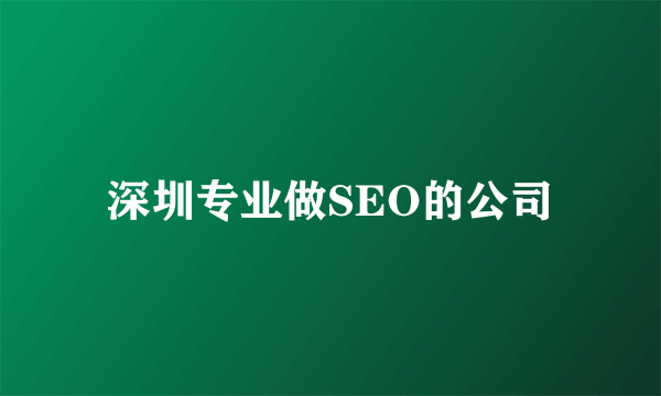 深圳专业做SEO的公司