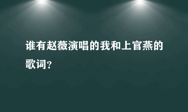 谁有赵薇演唱的我和上官燕的歌词？