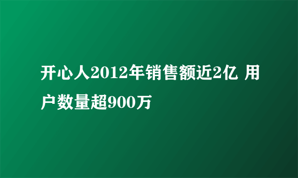 开心人2012年销售额近2亿 用户数量超900万