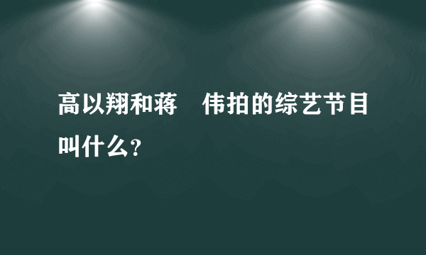 高以翔和蒋珅伟拍的综艺节目叫什么？