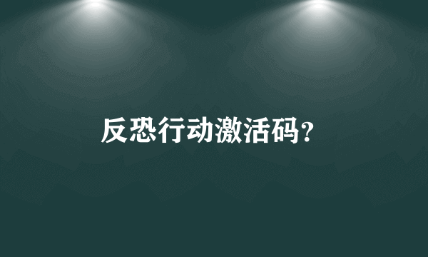 反恐行动激活码？