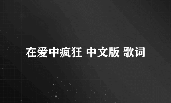 在爱中疯狂 中文版 歌词